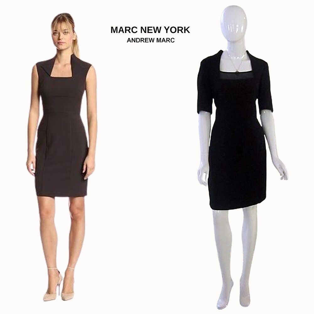 MARC NEW YORK ANDREW MARC Sheer Yoke Sheath Dress 12 NWT